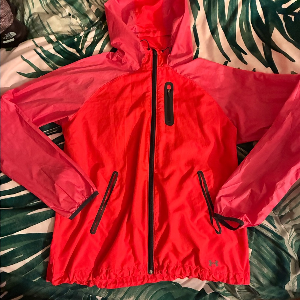 Under Armour Red and Pink Hooded Windbreaker Jacket